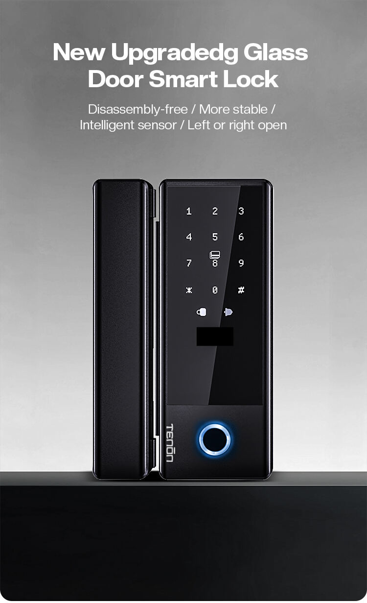 Hot Selling K5 Tuya App Smart Locks WiFi Password Card & Mechanical Key Unlock Electronic Glass Door Lock with TT Lock Control manufacture