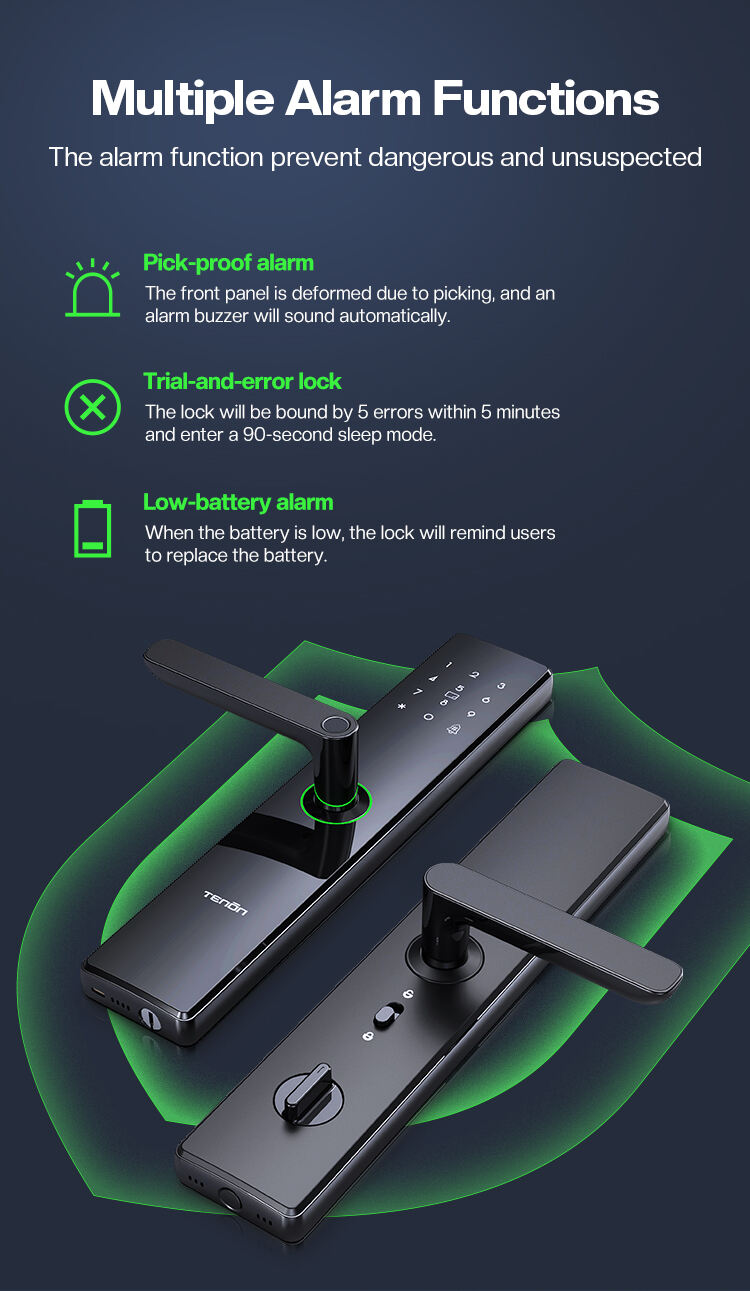 Intelligent Tuya Smart Door Handle Lock with RFID Card Digital Password Keypad Fingerprint Recognition Black Wi-Fi Networked supplier