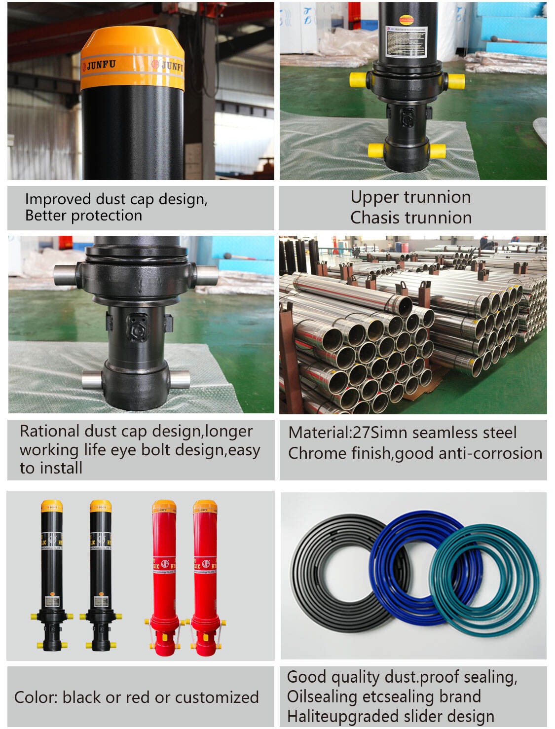 product junfu single acting telescopic hydraulic cylinder dump truck cylinder-15
