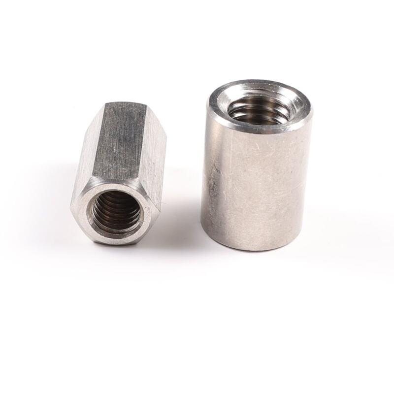 Round Connector Stainless Steel Threaded Sleeve Bar Stud Rod Coupling Nut