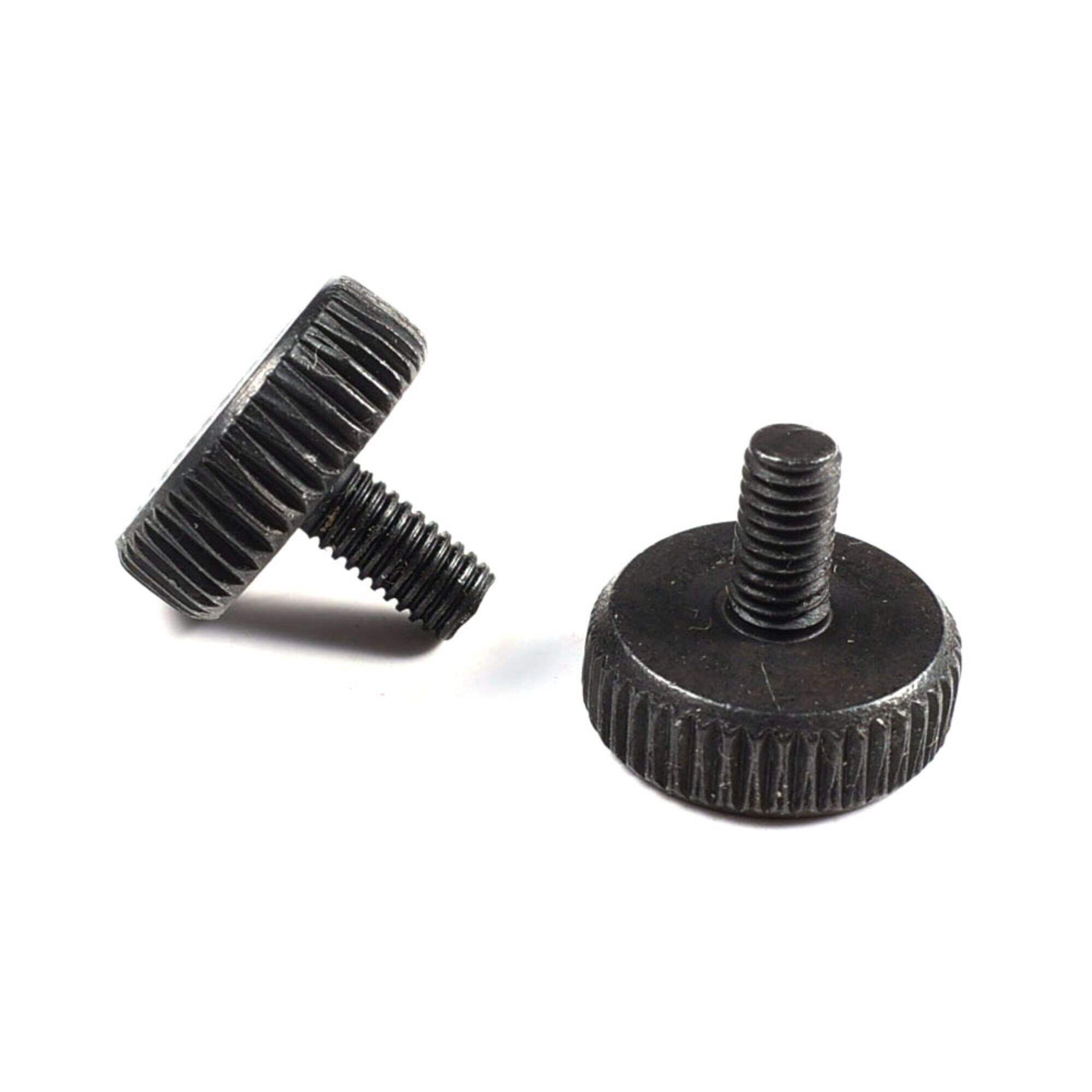 #8 #10-32 Black Anodized Aluminum Thumb Screw Knob with Knurled Head