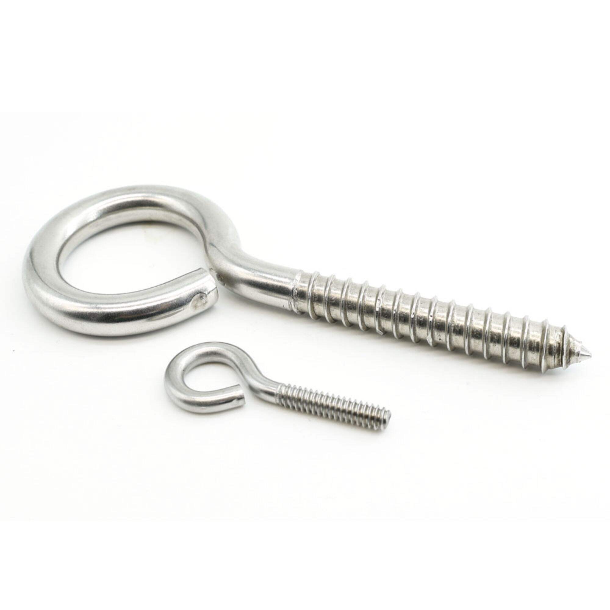 Stainless Steel Heavy Duty Close Eye Hooks Bent Wire Lag Wood Thread Self Tapping Eye Screw