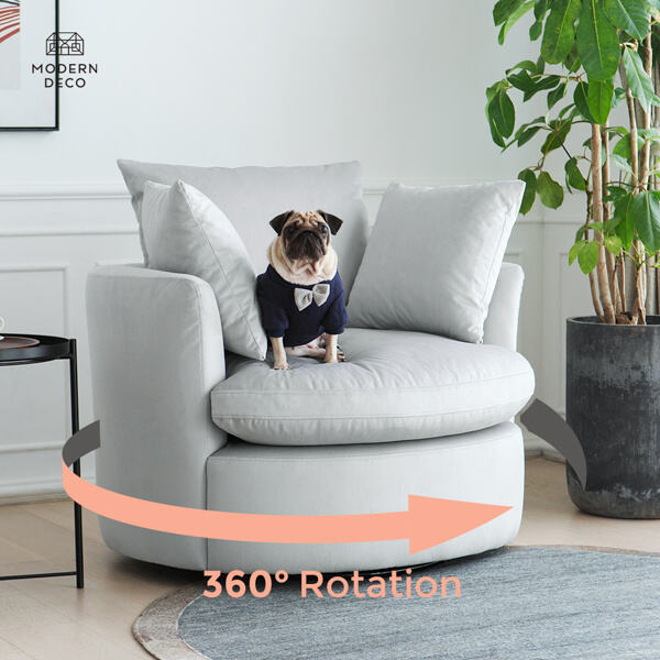 Experience the versatility and style of a modern swivel sofa