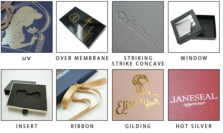 product custom rose gold cardboard flat folding hair extension paper packaging gift box with ribbon-16