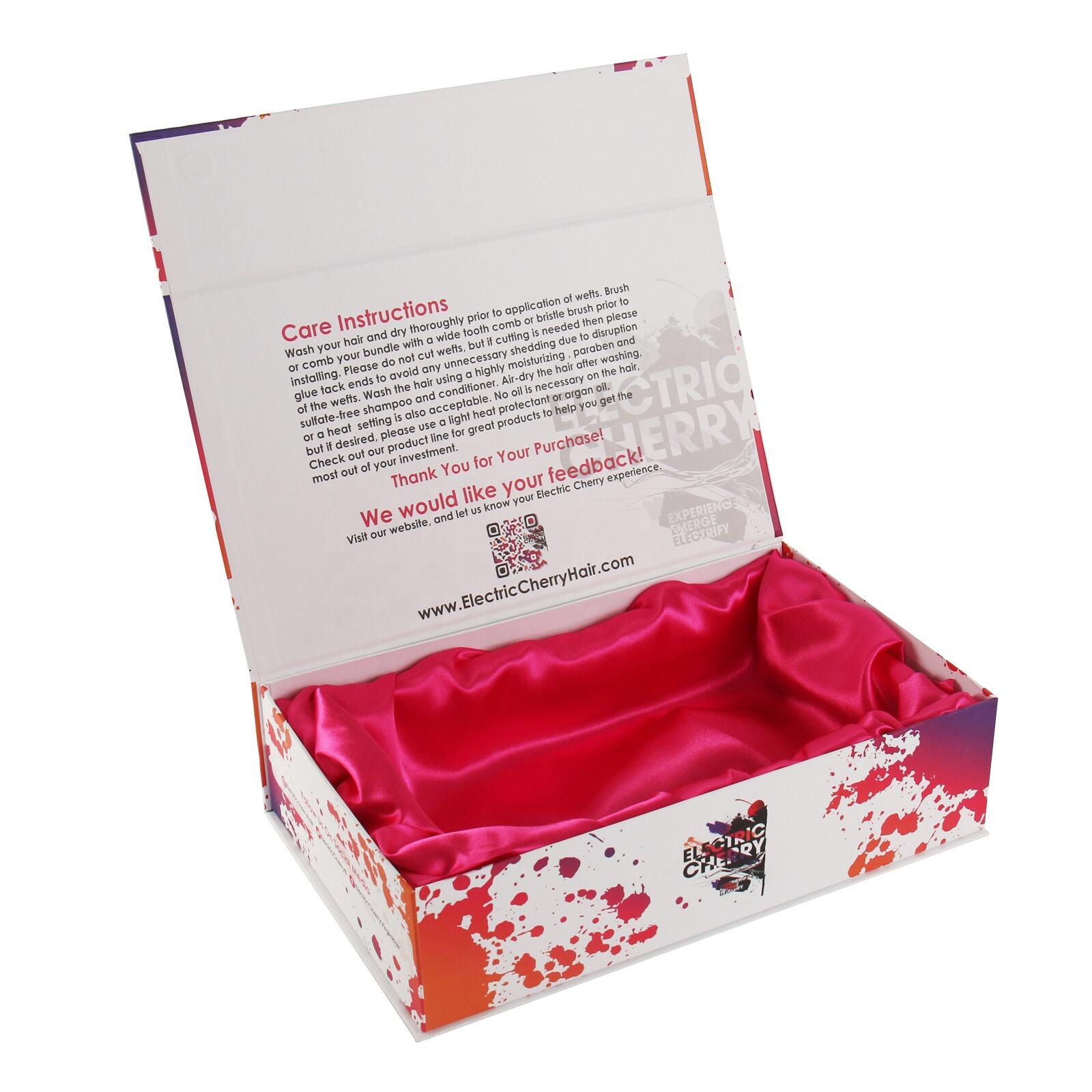 product custom rose gold cardboard flat folding hair extension paper packaging gift box with ribbon-5