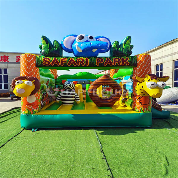 Beat the heat with a cool and fun inflatable bounce house in your backyard.