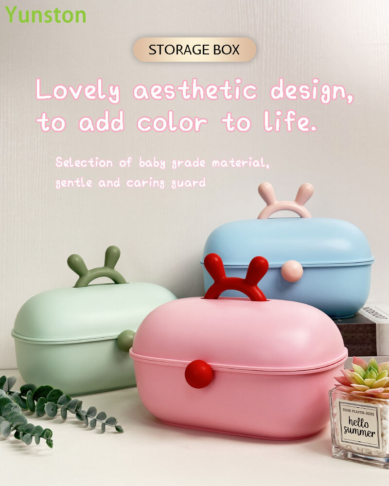product girls cute dustproof makeup storage box colorful plastic dressing table makeup organizer-0
