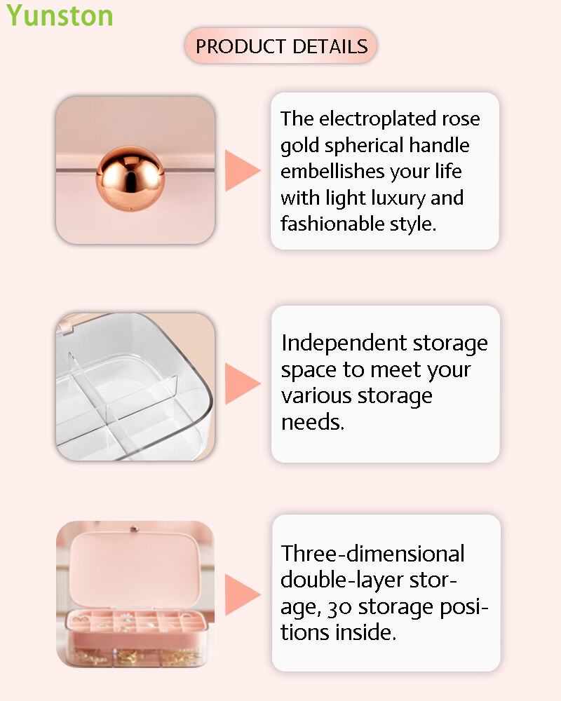 product dual layer detachable jewelry storage box rectangular ps plastic dustproof lid multifunctional design-2