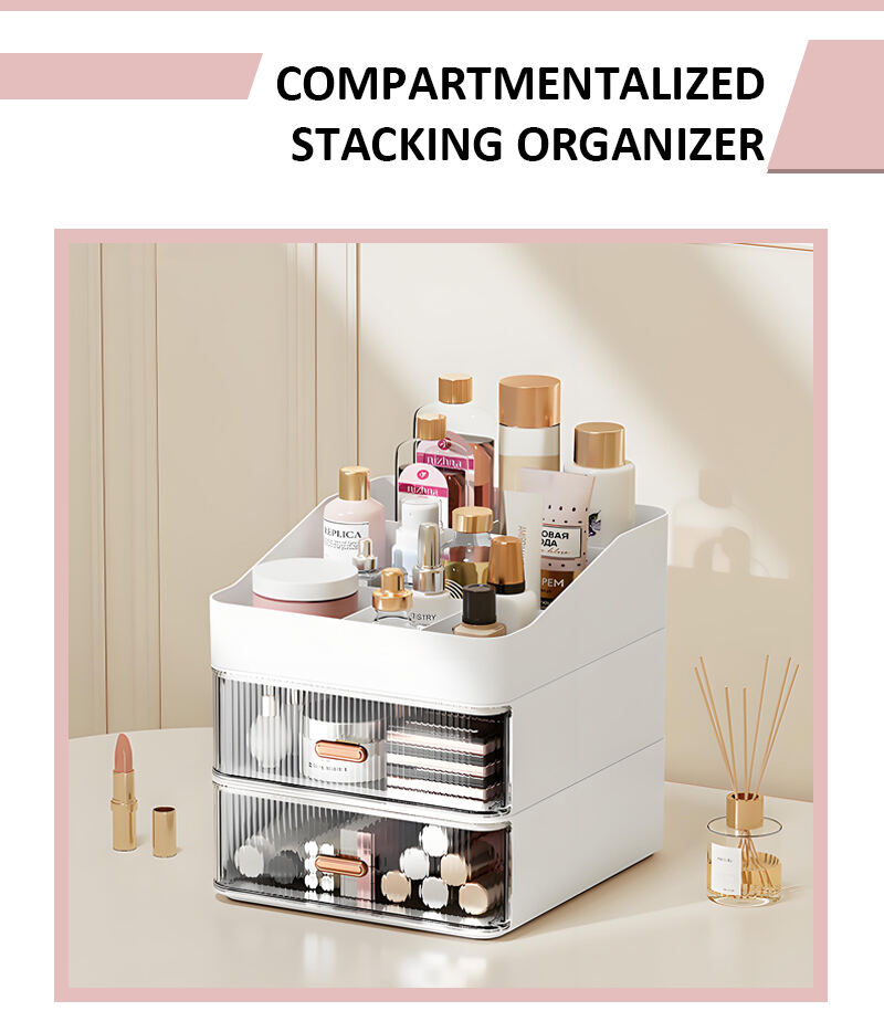 product customized minimalist cosmetics skincare products lipstick storage rack drawer style accessory storage desk neat storage box-3
