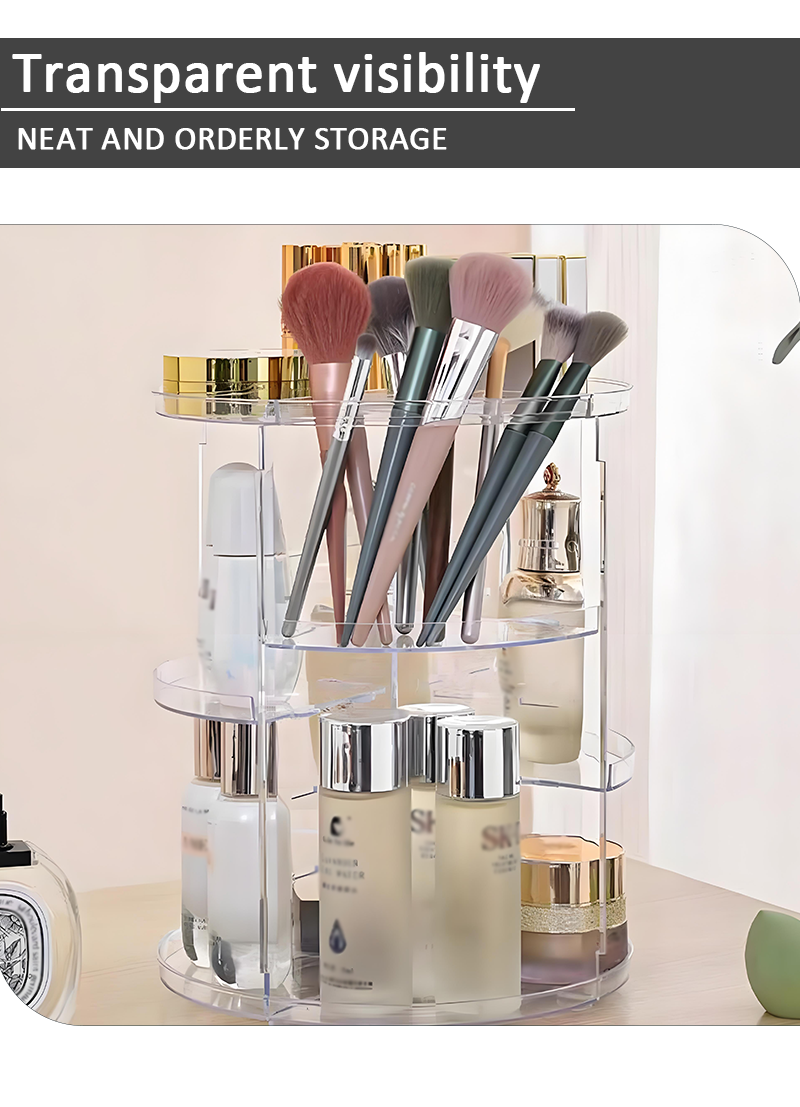 product promotional 360 degree rotating transparent plastic cosmetic organizer removable makeup storage box-6