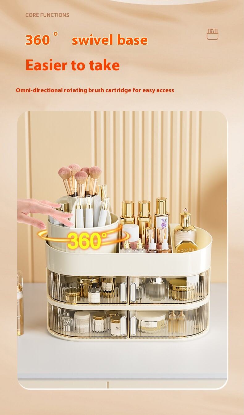 Wholesale Three-Layer INS Drawer with Lighted Cosmetic Mirror Double Sided Air Storage Box for Jewelry Combination Storage manufacture