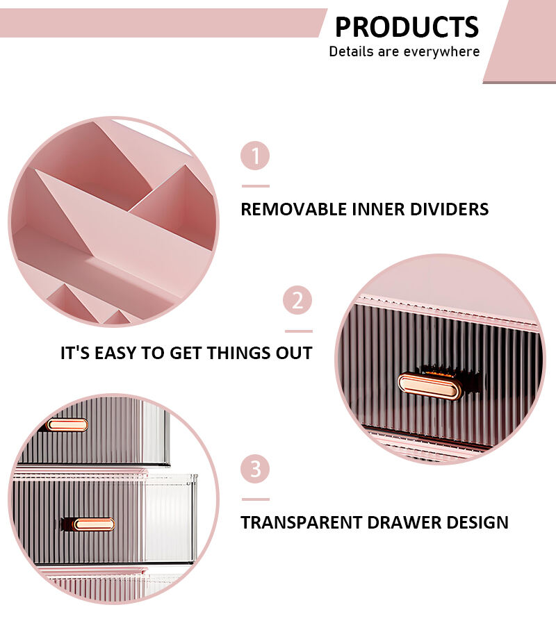 product customized minimalist cosmetics skincare products lipstick storage rack drawer style accessory storage desk neat storage box-5