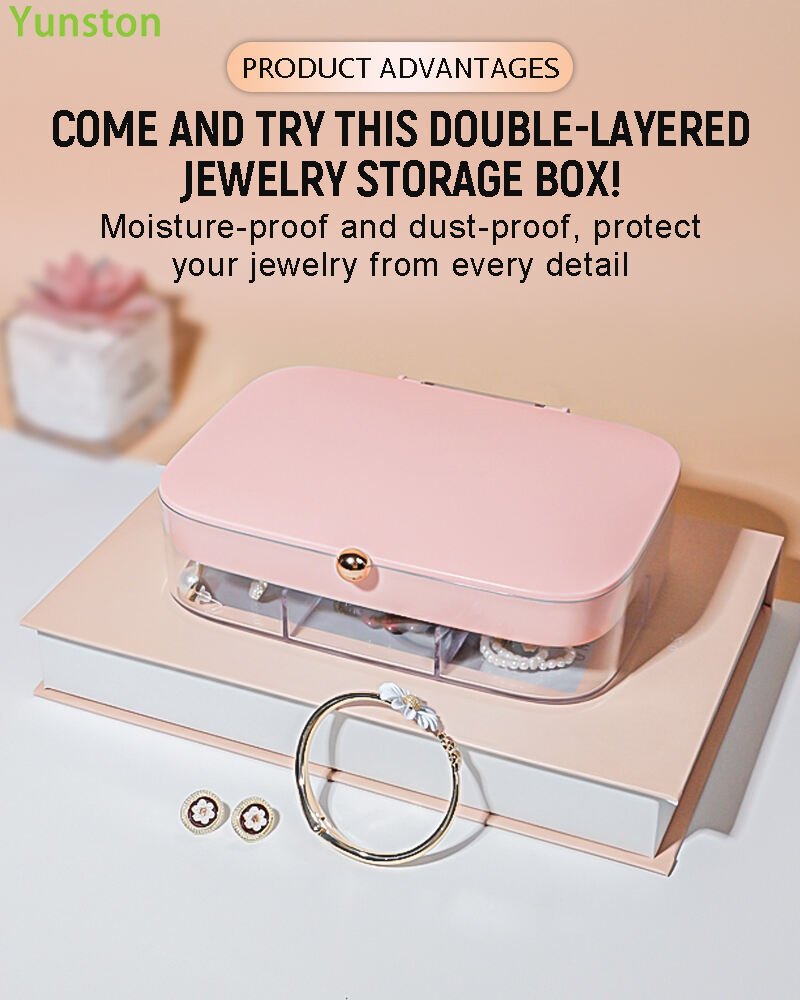 product dual layer detachable jewelry storage box rectangular ps plastic dustproof lid multifunctional design-1