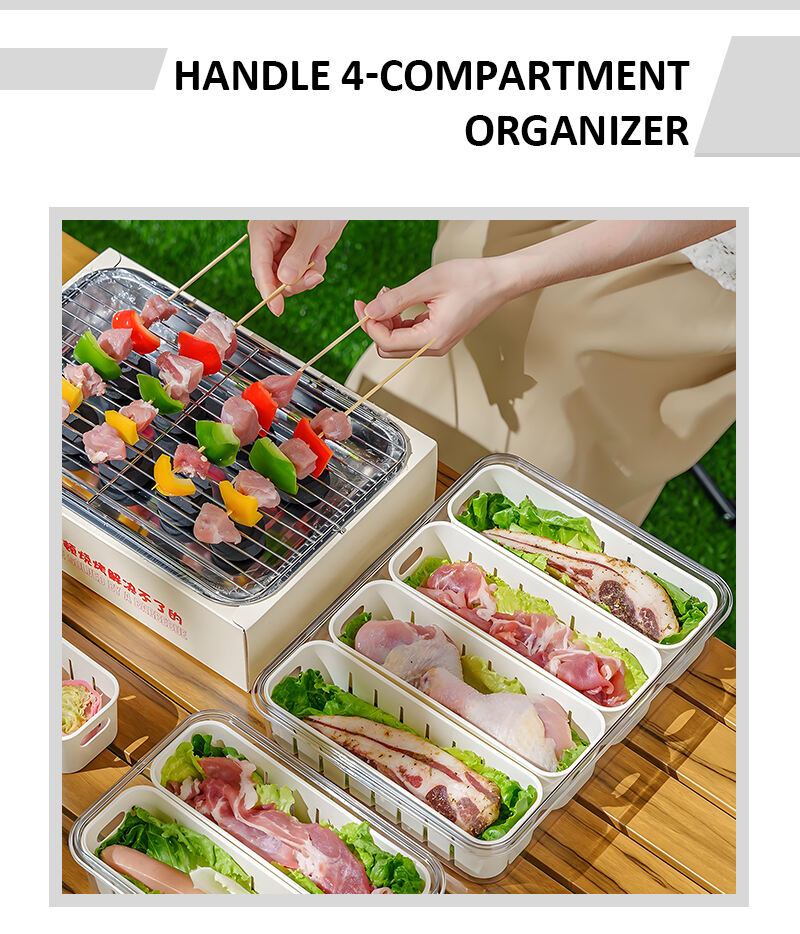 Portable 4 Compartment Plastic Kitchen Storage Box New Product for Refrigerator Special Preservation Food Draining Basket details