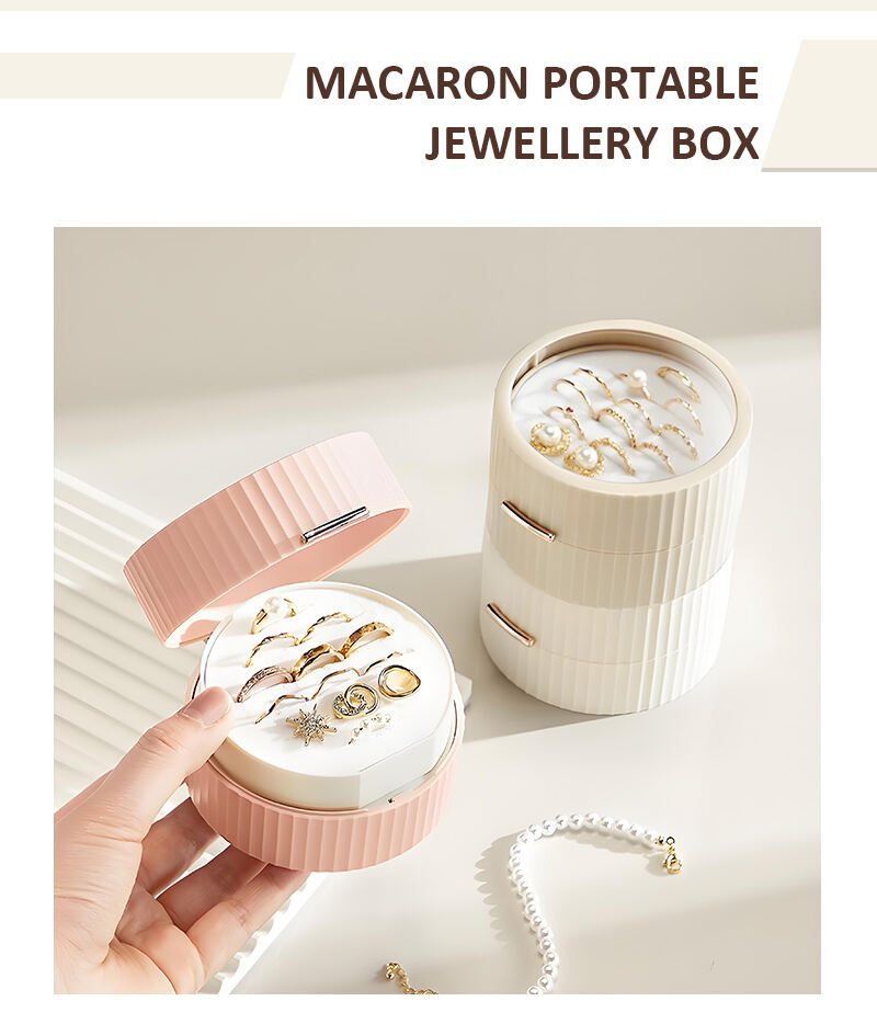product hot new light luxury mini jewellery box plastic portable round jewellery storage box with magnetic clasp-3