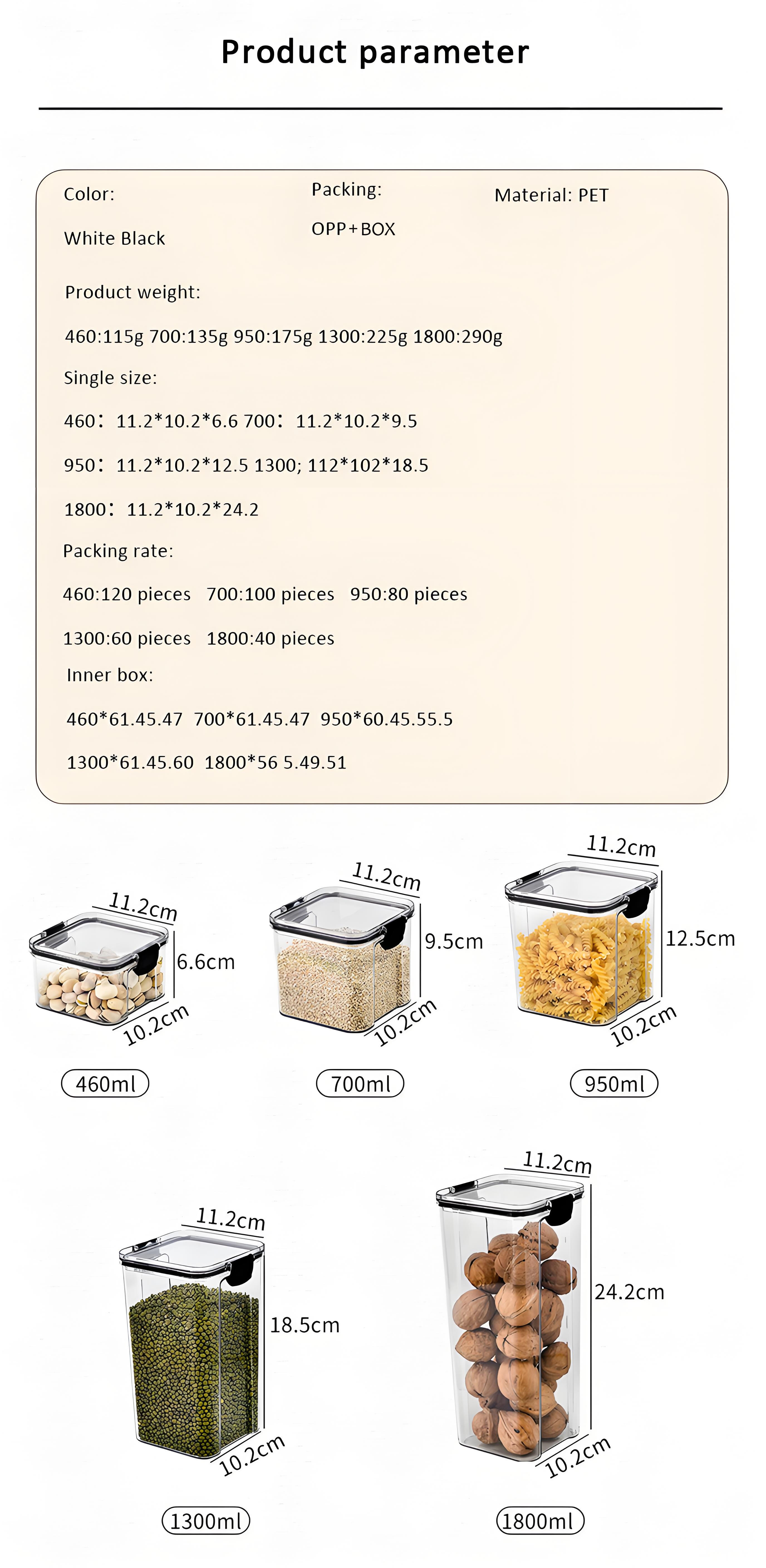Hot Products Kitchen Storage Transparent PET Food Storage Boxes Plastic Sealed Jars with Airtight Lids factory