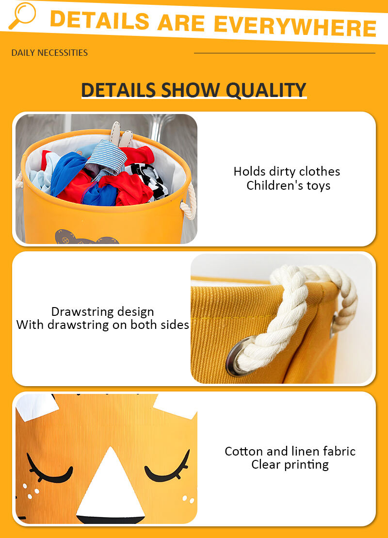 product childrens cartoon animal pattern folding cloth storage bags fabric toy organizer and storage bucket use for clothes-3
