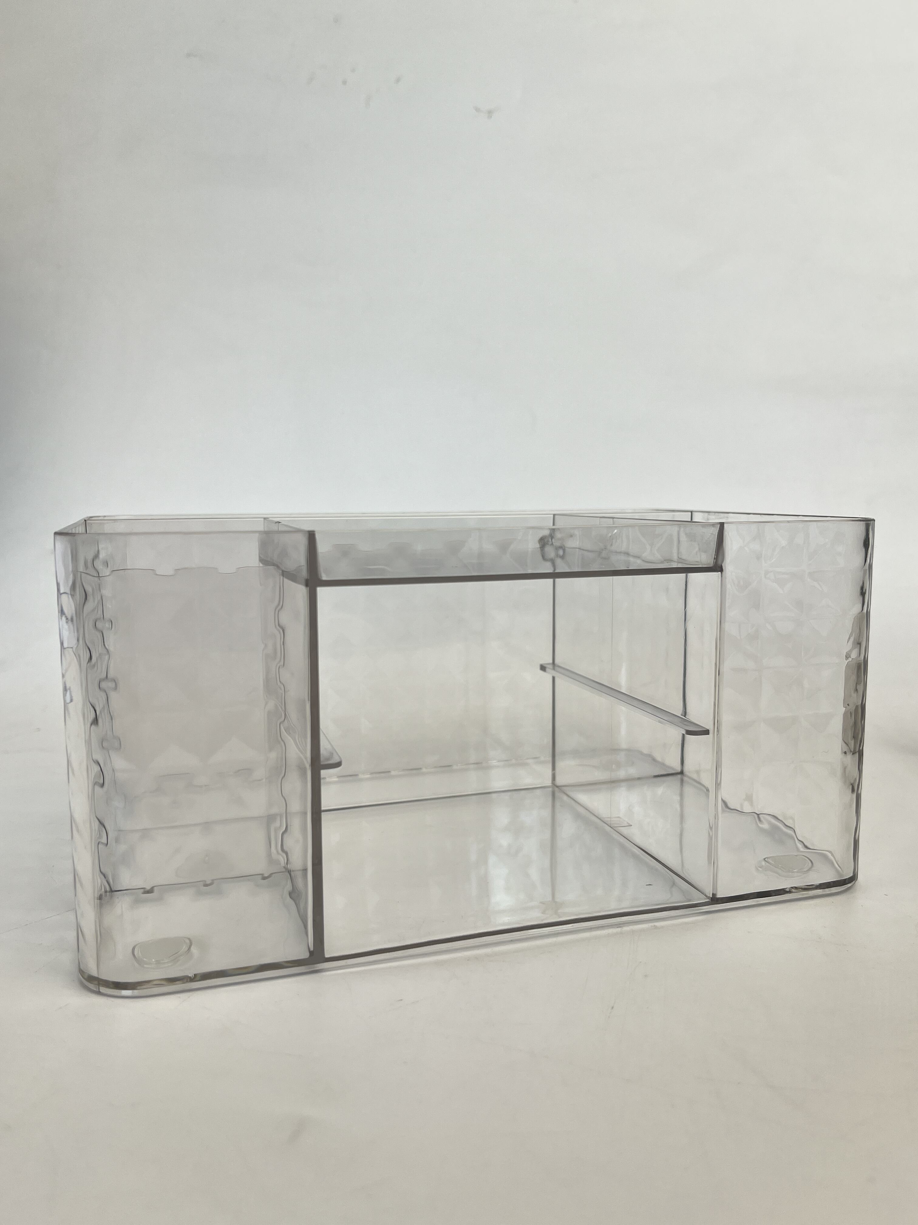 product new stock high quality simple design cleaning desktop convenient diamond patterned pen holder transparent storage box-8