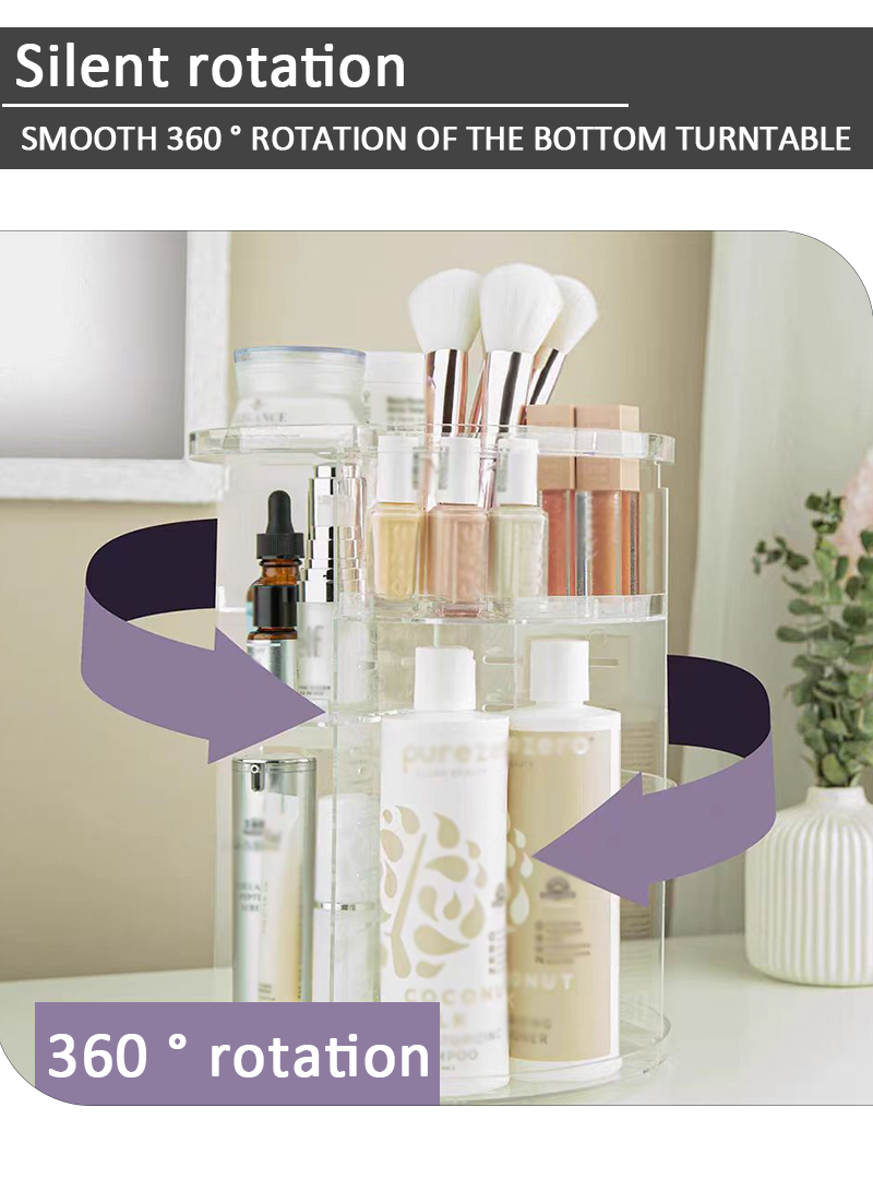 product promotional 360 degree rotating transparent plastic cosmetic organizer removable makeup storage box-5