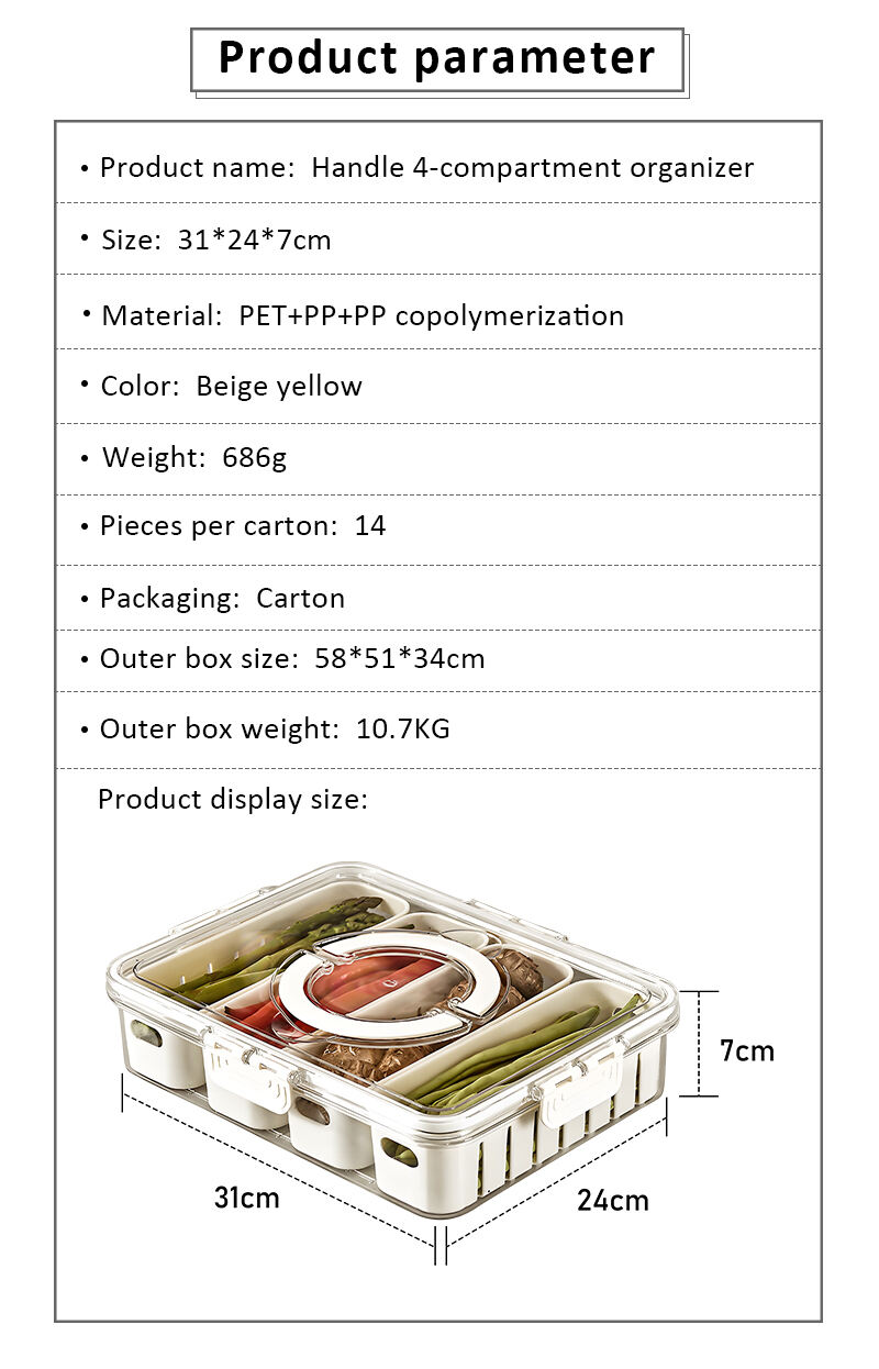 Portable 4 Compartment Plastic Kitchen Storage Box New Product for Refrigerator Special Preservation Food Draining Basket manufacture