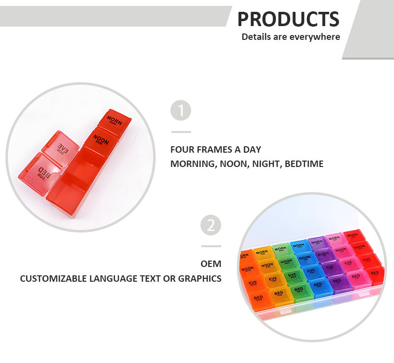 Wholesale Portable 7 Days a Week Pill Box 28 Compartments Pill Box With Clear Lid manufacture