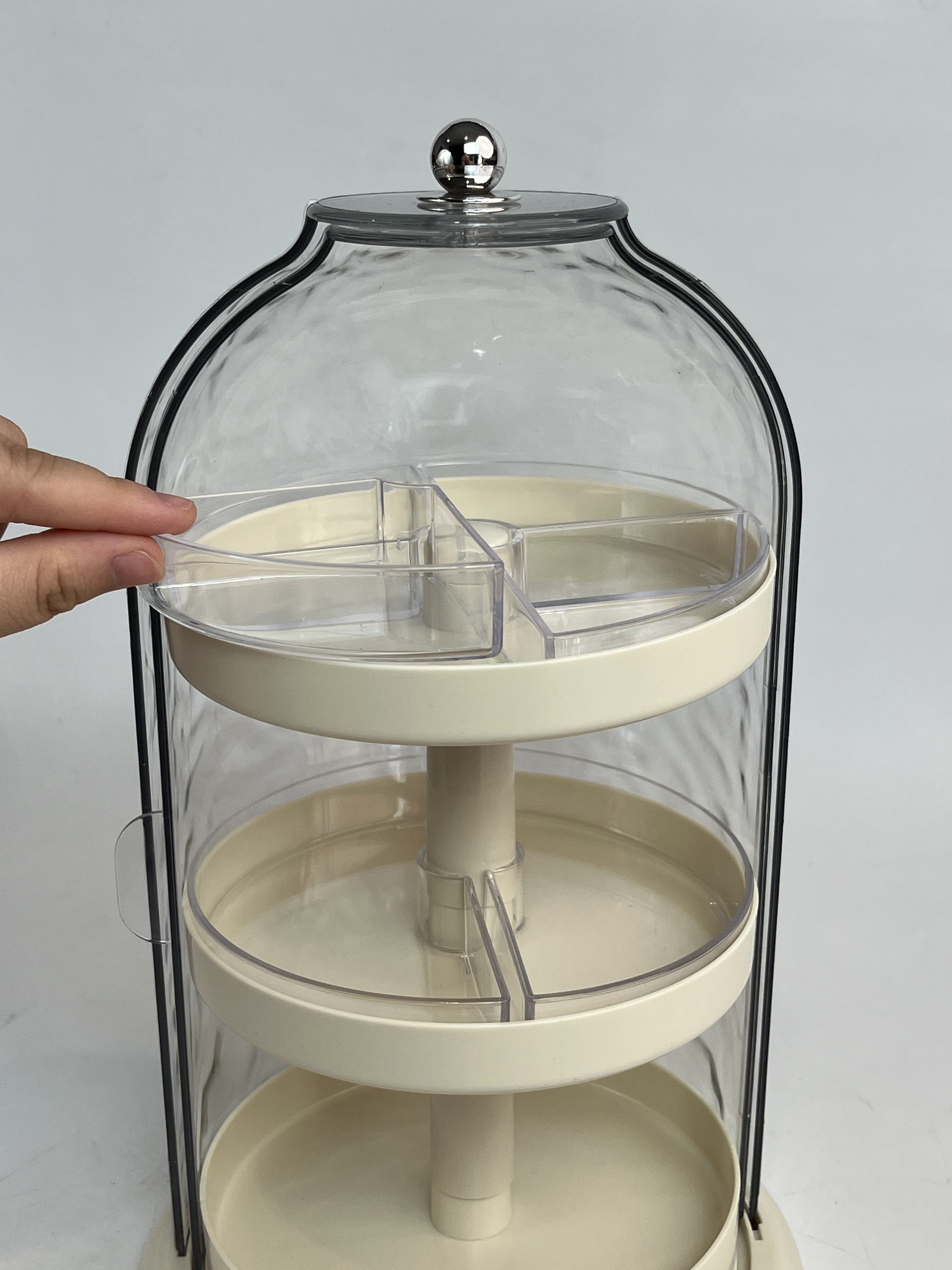 product wholesale customized fashionable unique design 360 degree rotating storage portable dust proof makeup storage box-4