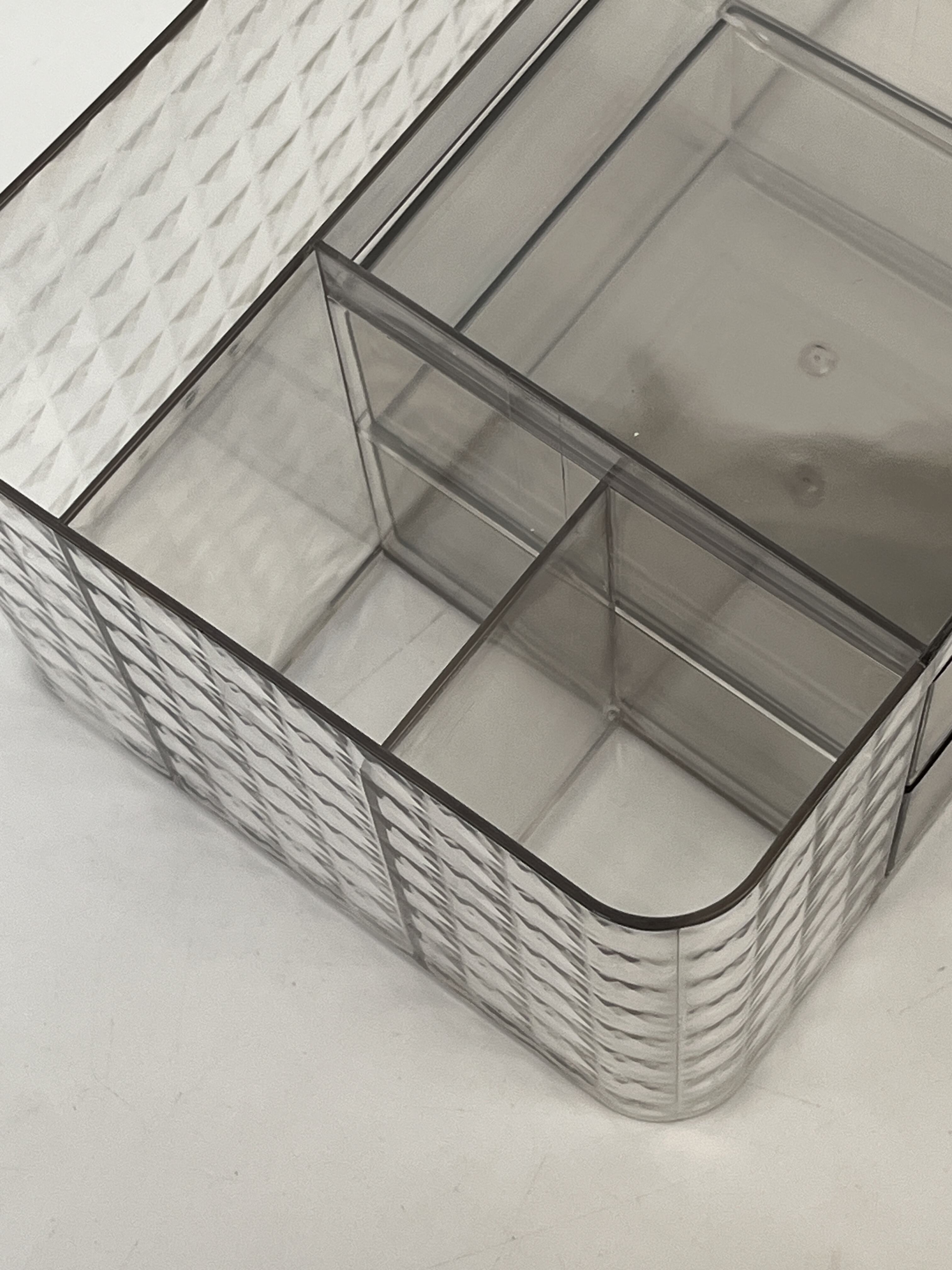 product new stock high quality simple design cleaning desktop convenient diamond patterned pen holder transparent storage box-12