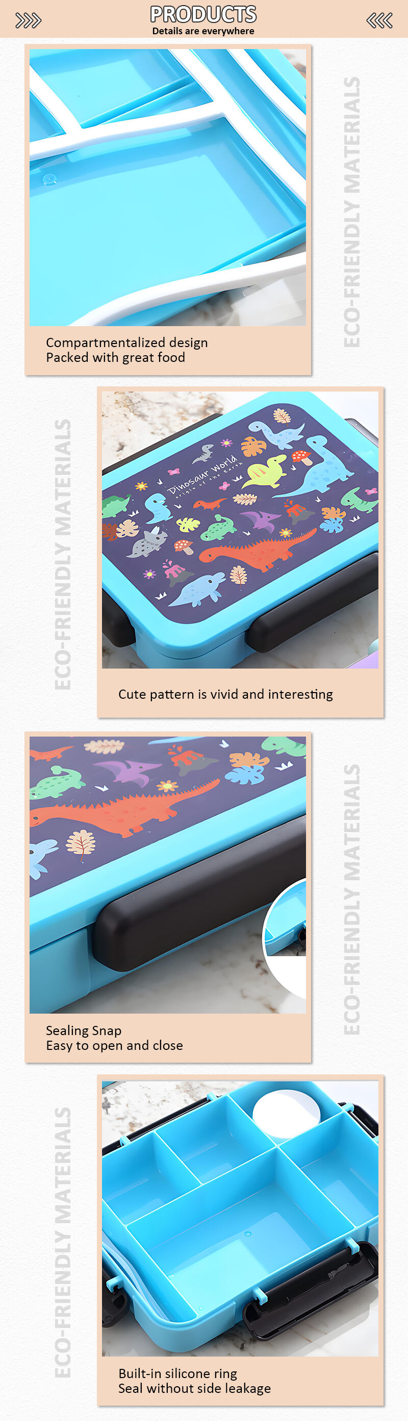 Hot Sale Rectangular PP Lunch Bento Box Plastic Bento Container for Serving Fruit and Food details