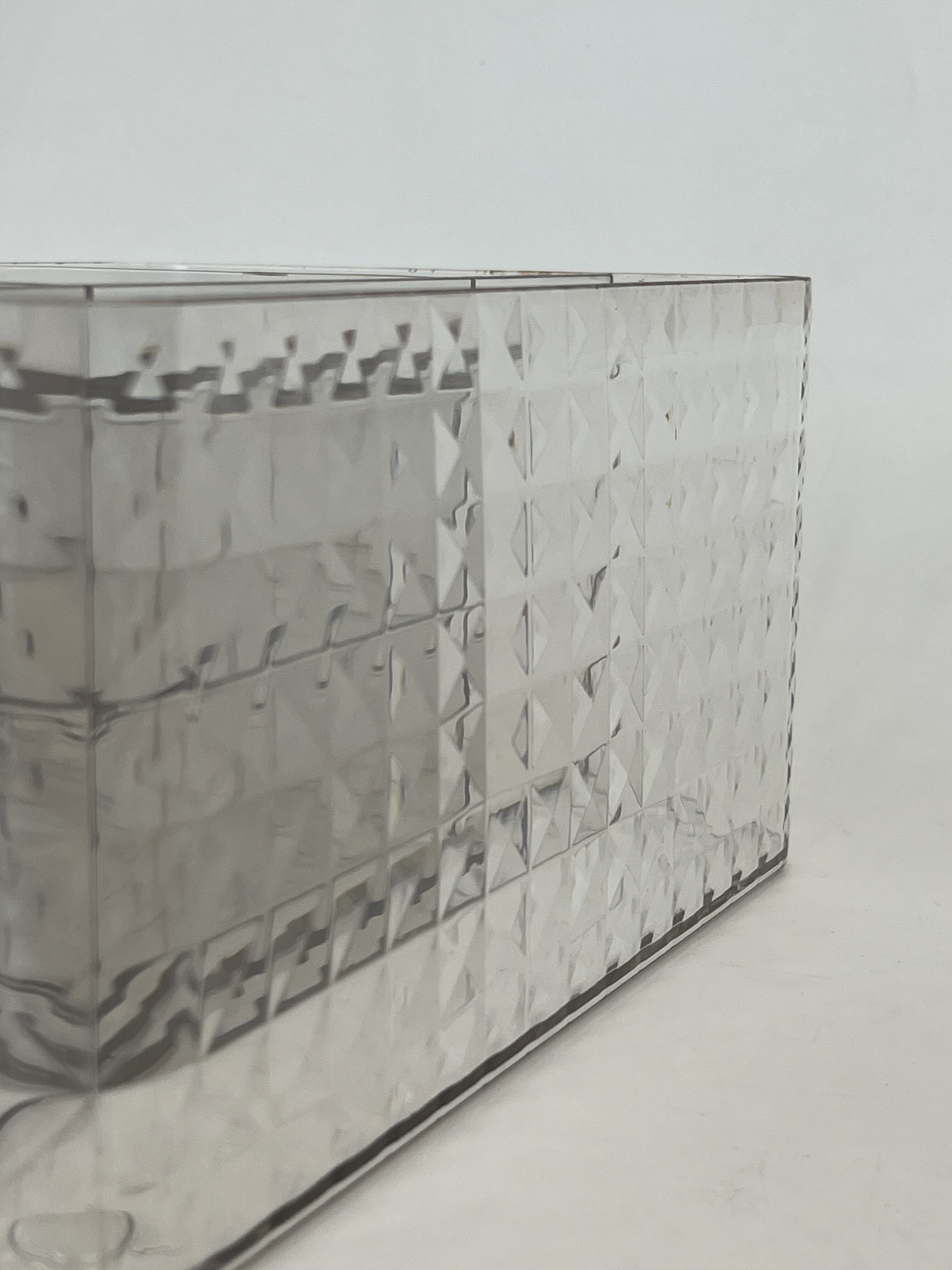 product new stock high quality simple design cleaning desktop convenient diamond patterned pen holder transparent storage box-11