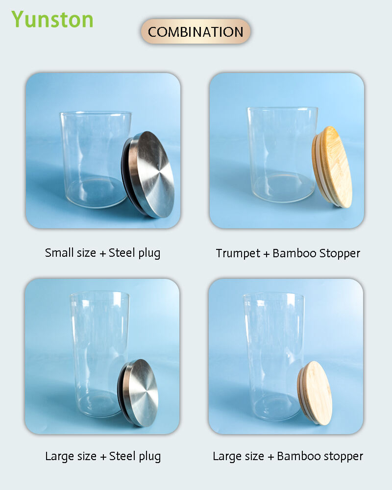 product clear glass storage tank with wooden lid multigrain storage sealed tank high borosilicate glass sealed tank-3