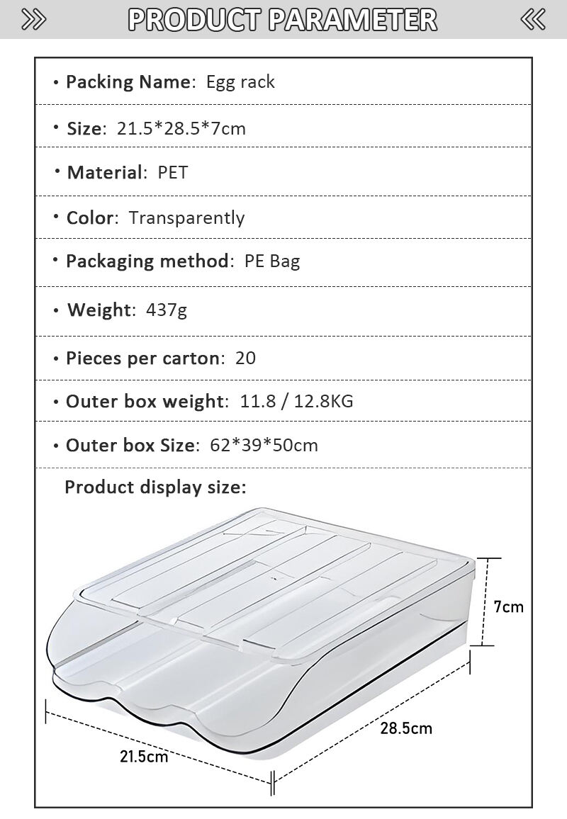 Transparent Automatic Slide Egg Storage Container PET Plastic Rolling Egg Preservation Box for Food Storage details