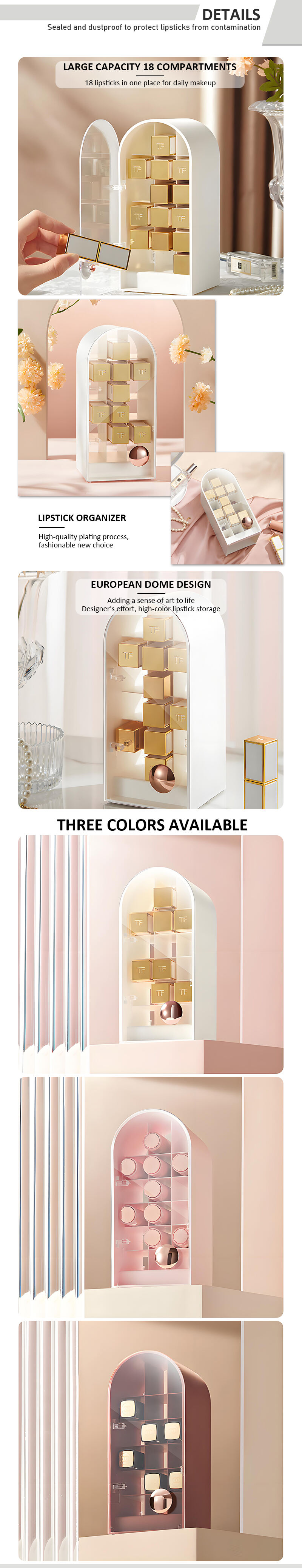 product dustproof lipstick organizer lip balm holder shelf rack 18 slots lipstick storage box lipsticks display stand-6