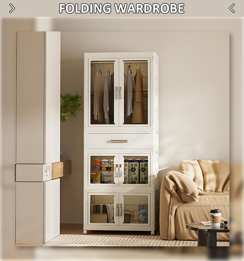 product hot selling white portable foldable plastic wardrobe multifunctional conveniently assembled for bedroom living room bathroom-1