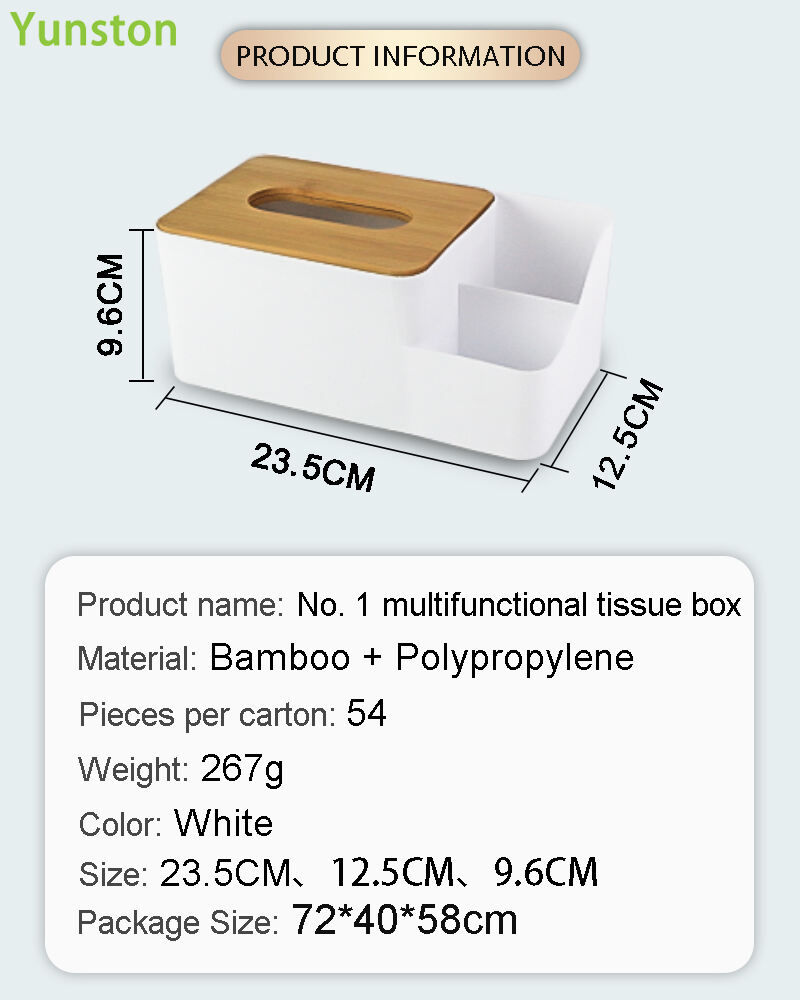 product 7 piece set of simple multi size multi function bamboo cover dust proof plastic napkin box hotel bar restaurant-5