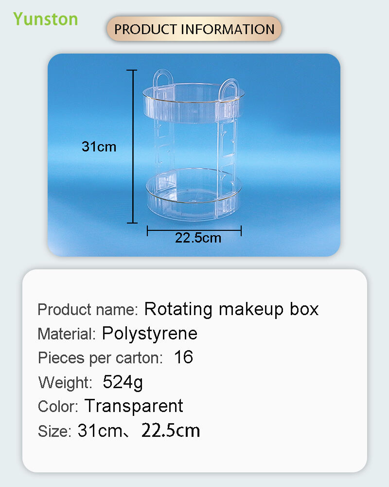 product home desktop dresser shelving storage holders racks 360 degree rotating disk double layer transparent cosmetics storage rack-3