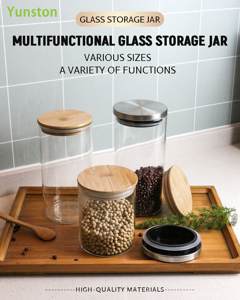 product clear glass storage tank with wooden lid multigrain storage sealed tank high borosilicate glass sealed tank-0