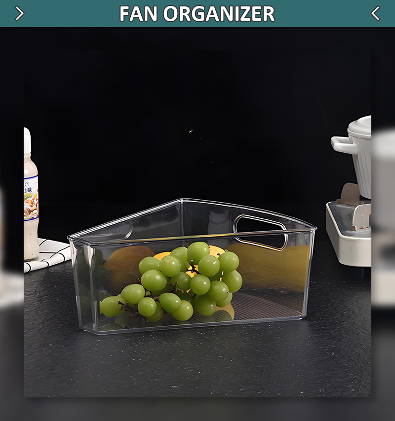 Choice Fun New Clear PET Triangle Storage Box for Kitchen Refrigerator Arc-Shaped Organizer with Handle supplier