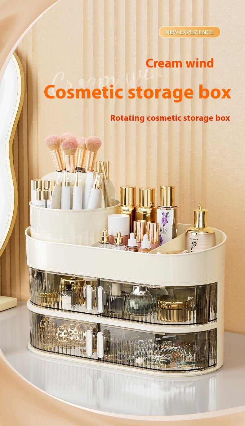 Wholesale Three-Layer INS Drawer with Lighted Cosmetic Mirror Double Sided Air Storage Box for Jewelry Combination Storage supplier