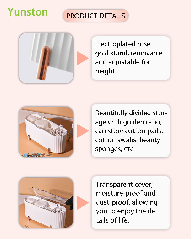 product luxury table top display rack for cosmetics store plastic dust proof cosmetic cotton storage box rack cosmetics storage rack-2