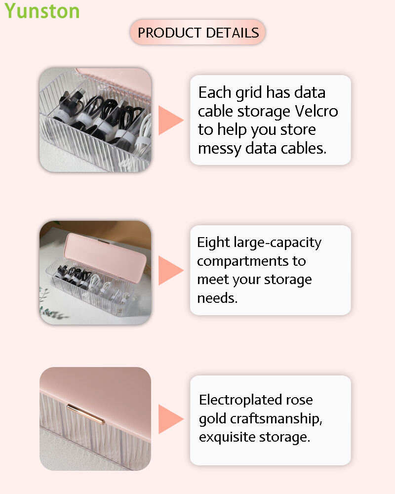 product dustproof transparent plastic storage box for usb data cable rectangle shape cover included-2