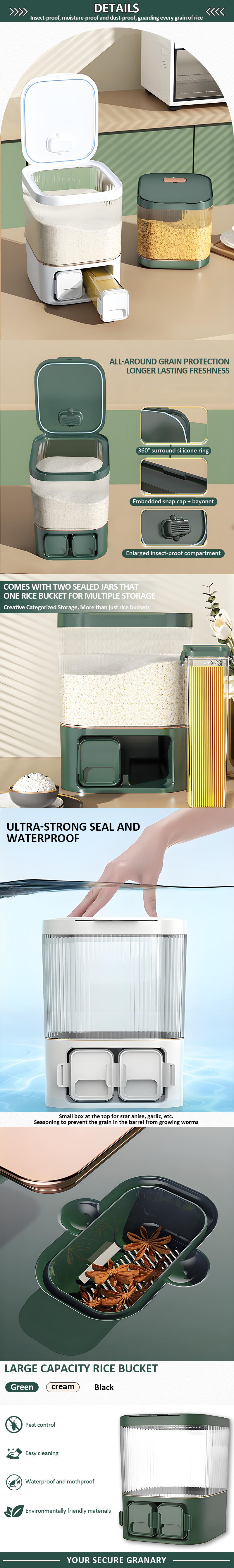 Big Capacity Moisture-Proof Insect-Proof Plastic Storage Jar Sealed Metered Grain Dispenser Kitchen Food Container PET Material factory