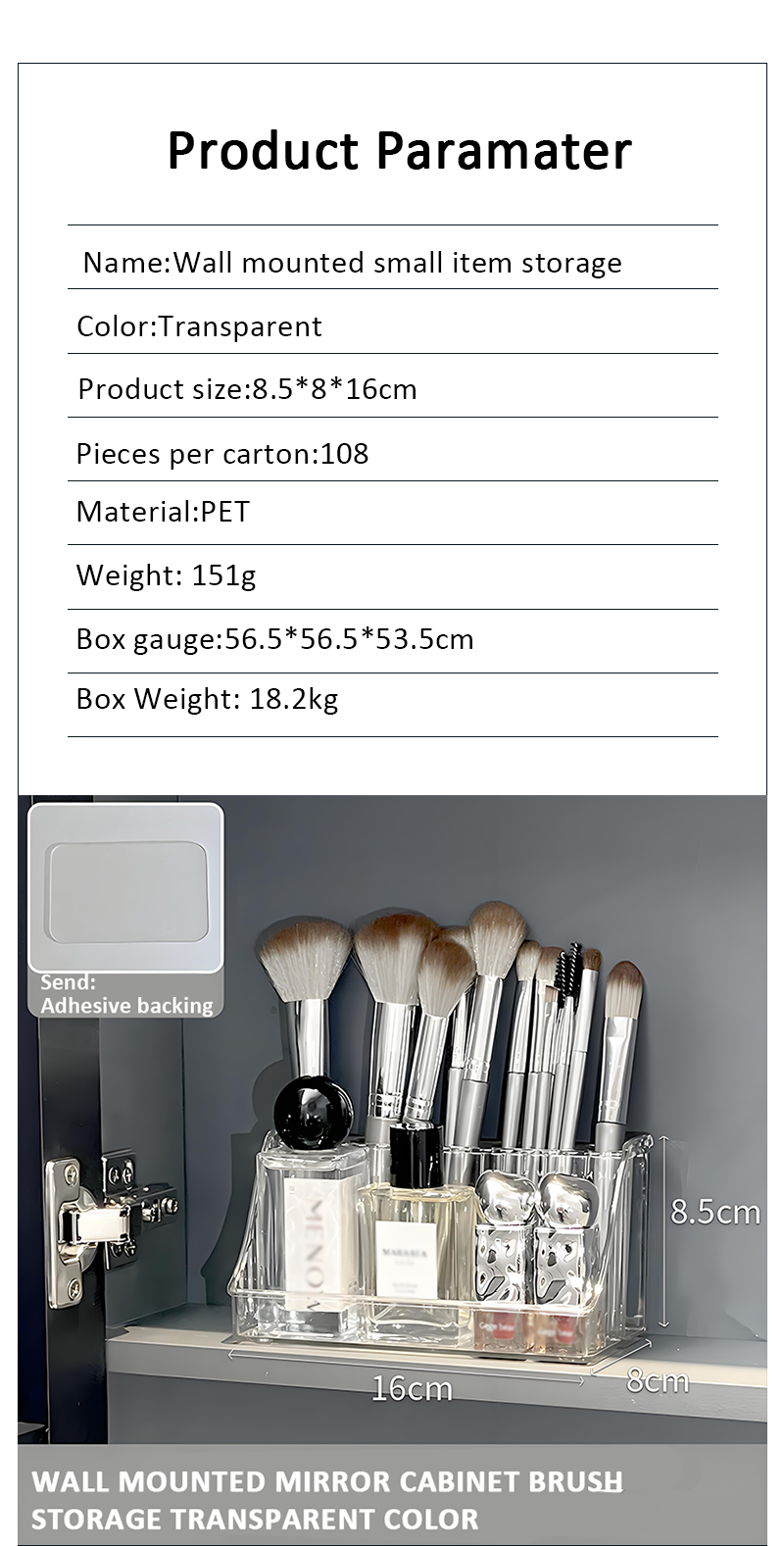 product hot sale transparent plastic cosmetic organiser wall mounted transparent tiered angled rack makeup brush organiser-4