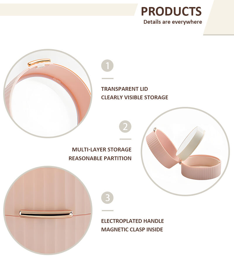 product hot new light luxury mini jewellery box plastic portable round jewellery storage box with magnetic clasp-5