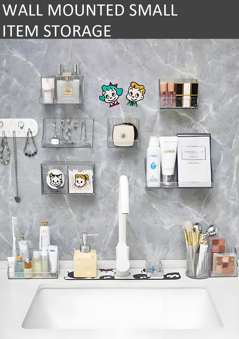 product hot sale transparent plastic cosmetic organiser wall mounted transparent tiered angled rack makeup brush organiser-3