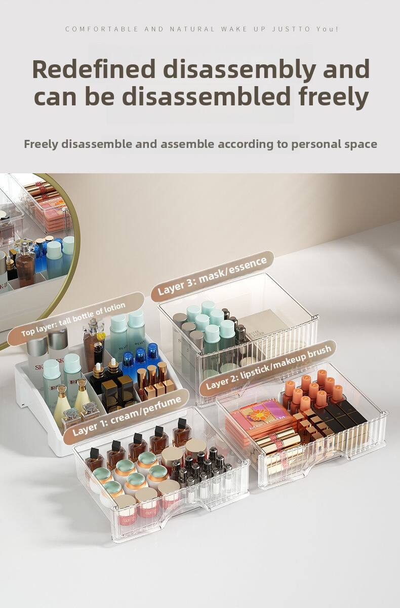 Large Capacity Multi-layer Drawer Storage Cabinet New Desktop Dormitory Organizer Box for Cosmetics Masks Plastic factory