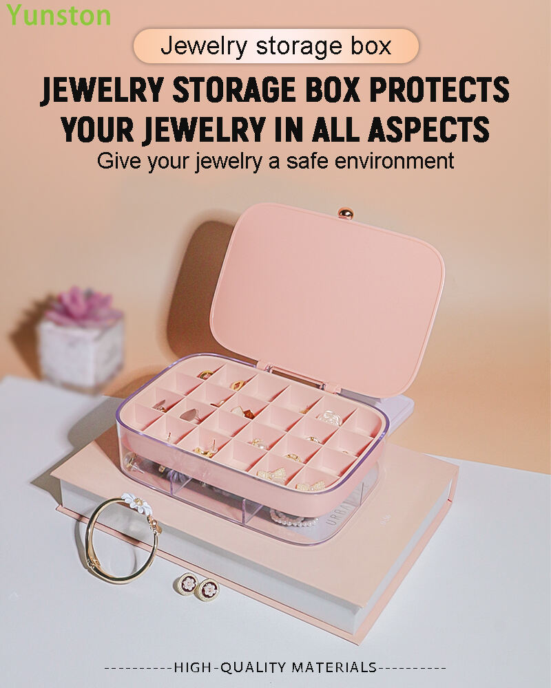 product dual layer detachable jewelry storage box rectangular ps plastic dustproof lid multifunctional design-0