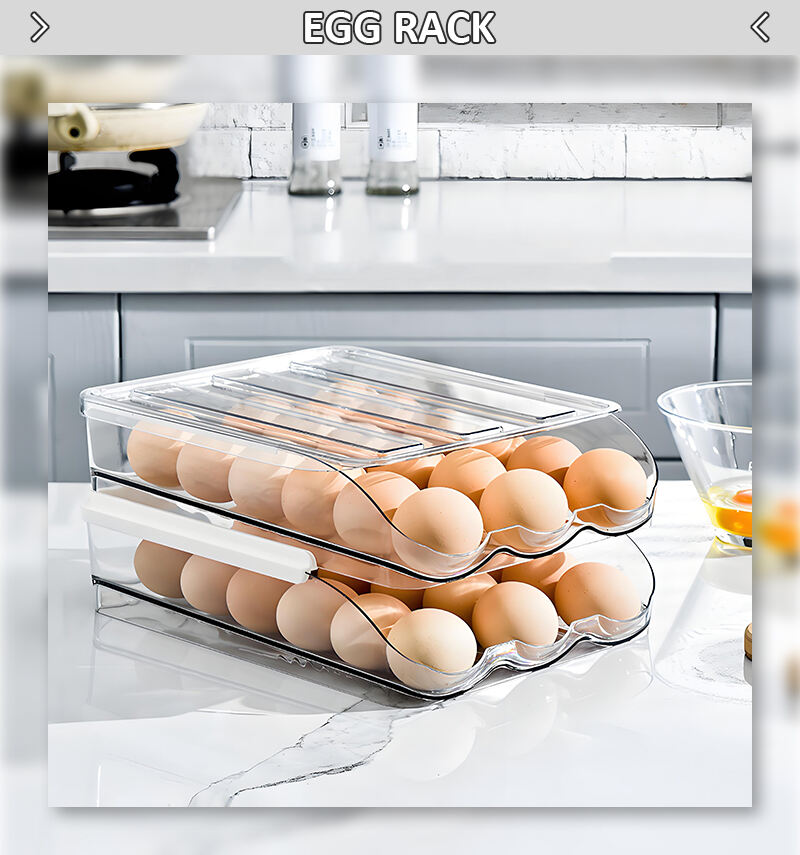 Transparent Automatic Slide Egg Storage Container PET Plastic Rolling Egg Preservation Box for Food Storage details