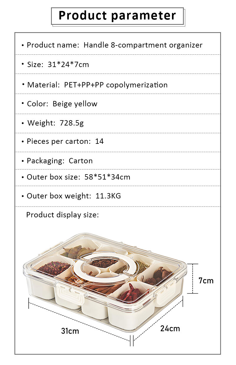 Hot Product Portable 8-Compartment Transparent Snack Box Plastic Sealed Round Storage Divider Container for Food Storage supplier