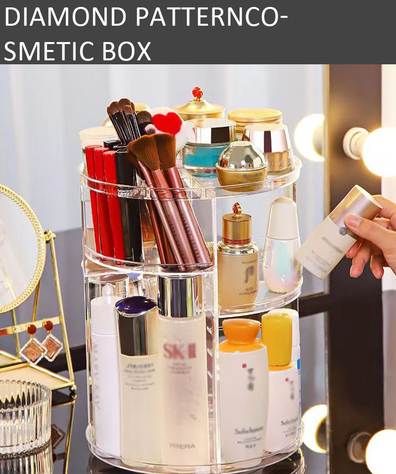 product promotional 360 degree rotating transparent plastic cosmetic organizer removable makeup storage box-3