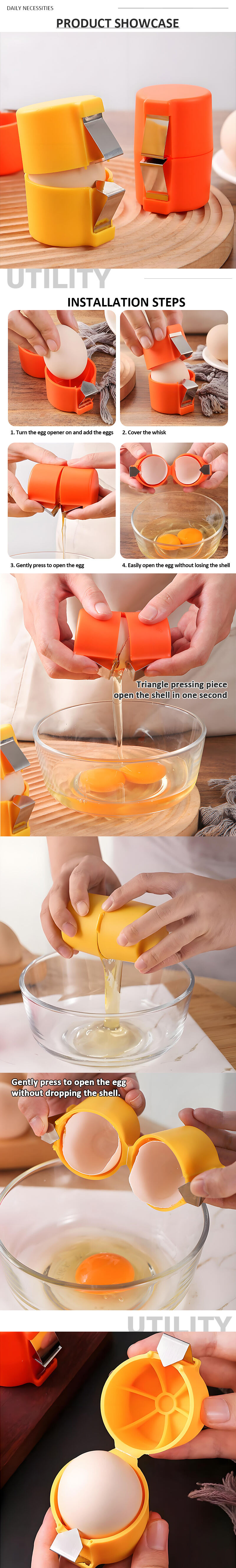 2025 Kitchen Manual Egg Separator and Cracker Opener Steel Plastic Gadgets for Home Baking New Manual Egg Shell Opener factory